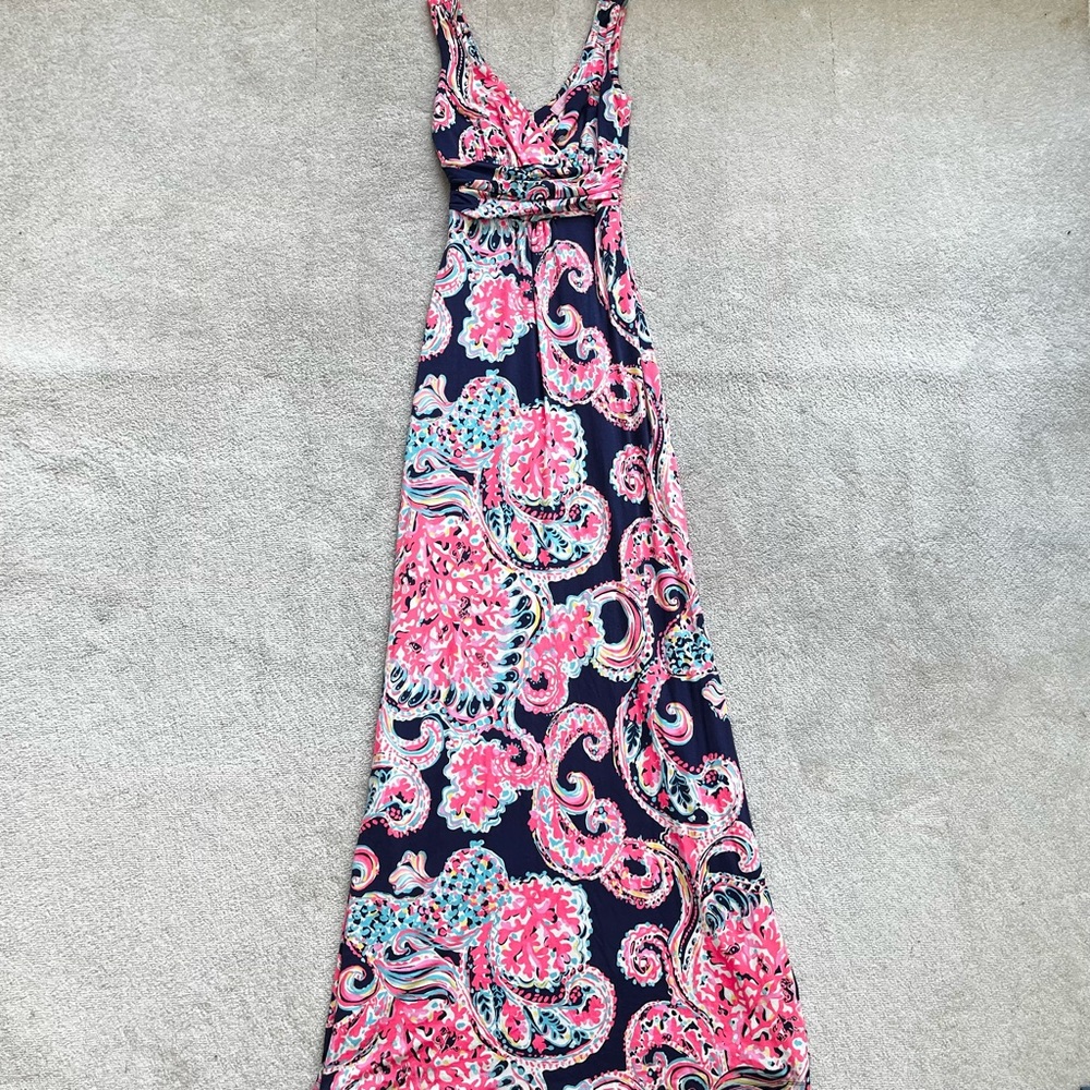 LILLY PULITZER SLOAN MAXI DRESS SIZE XXS PRETTY FEMININE BEACHY STYLISH - Picture 2 of 10